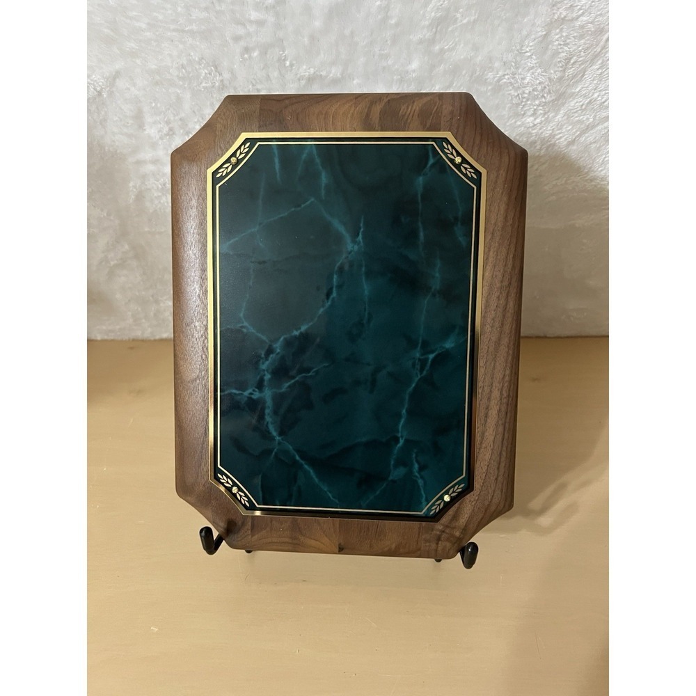 Airflyte Walnut Award Plaque Blank 10x8 Green Marble Look Wall/Tabletop